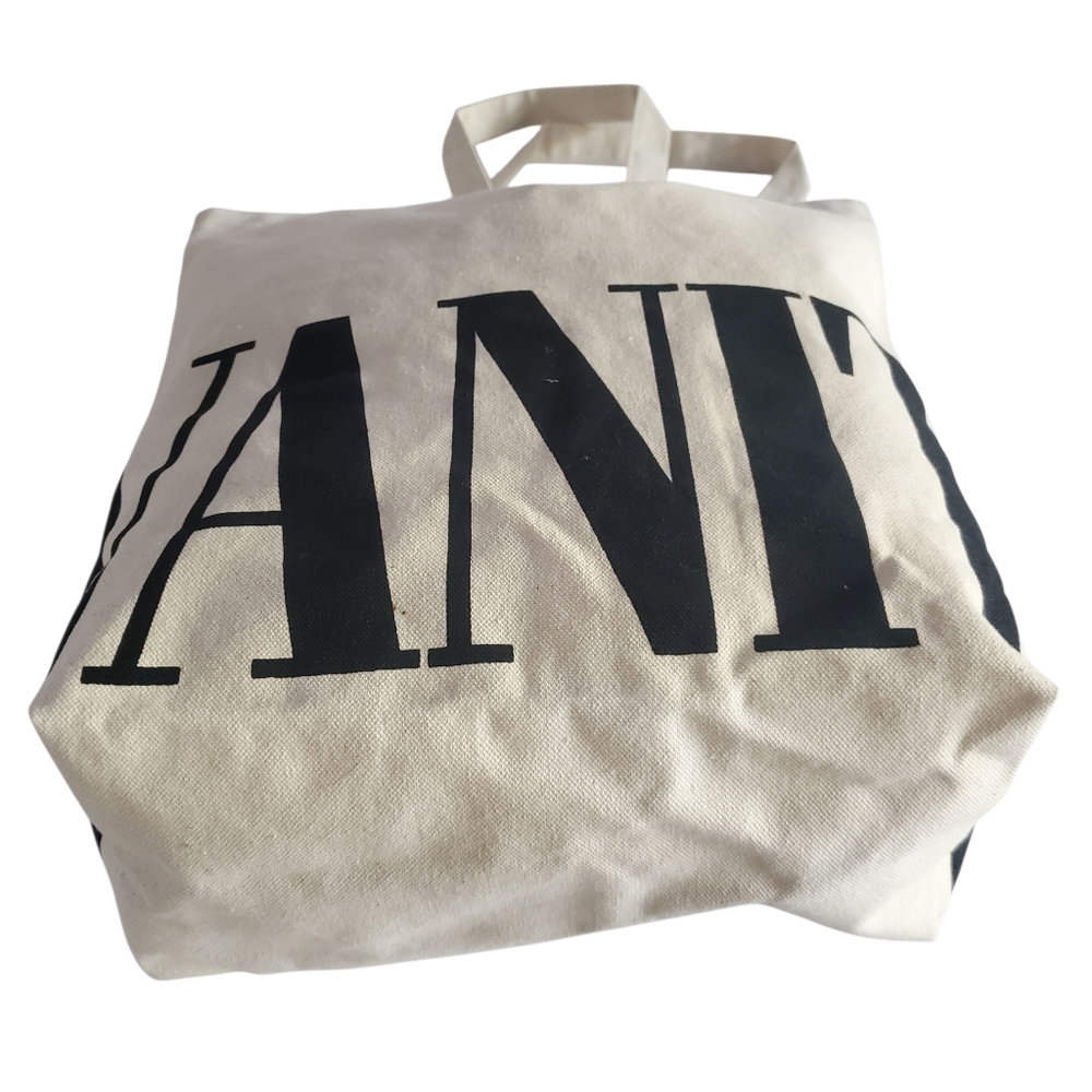 🔥VANITY FAIR Off-White Cotton Canvas Magazine Large Print Logo Reuseable Tote - Picture 5 of 9
